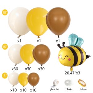 Bee Balloons Arch Kit Mustard Yellow Sand White Brown Bee Balloons for Bee Baby Shower Party Decorations, Gender Reveal Mama to Bee Party Fall Wedding Birthday Party Supplies