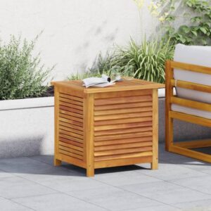 GOLINPEILO Outside Wooden Deck Box, Garden Storage Box with Louver, Patio Storage Container for Backyard, Porch, Garden, 23.6"x19.7"x22" Solid Wood Acacia