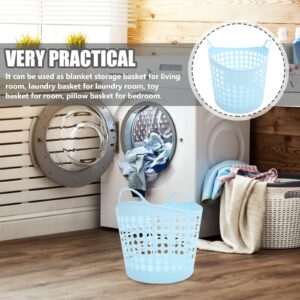 BESTOYARD Flexible Laundry Basket Plastic Laundry Hamper Clothes Basket with Side Handles Portable Ventilated Round Bin Container Organizer for Bedroom Laundry Room 30L