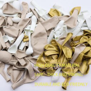 White Sand Gold Balloons Garland Arch Kit,156PCS White Nude Balloons with Metallic Chrome Gold Latex Balloons for Boho Wedding Baby Shower Bridal Shower Birthday Engagement Party Decorations