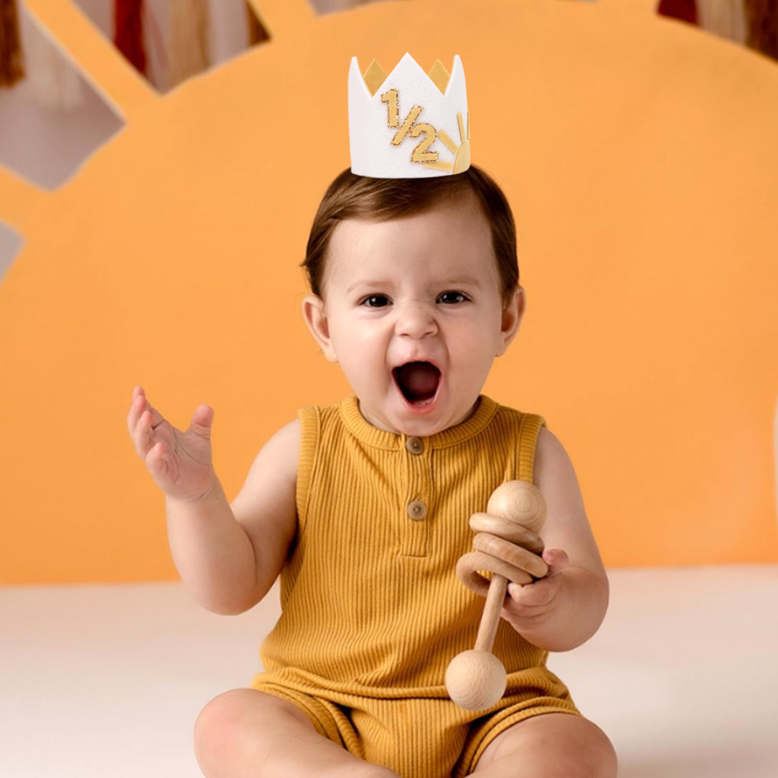 Rpvod Sun Half Birthday Crown Hat - 1/2 Trip Around The Sun for Baby Party Hat, Summer Themed Party Decor, You Are My Sunshine Props for Photos