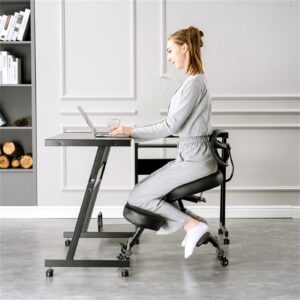 Ergonomic Kneeling Chair with Back Support, for Home and Office, Black