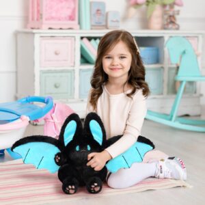 PEACH CAT Kawaii Bat Bunny Plush Pillow Cute Bat Rabbit Stuffed Animal for Kids Black 12"