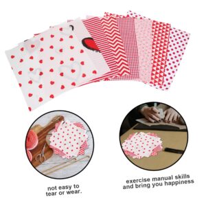 STOBOK 8 Sheets Love Fabric Decor Heart Printing Fabric Patchwork for DIY Valentine Quilting Fabric Heart Printing Patchwork DIY Valentine's Day Patchwork Cotton Red Line Manual