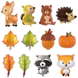 kuaooauk 12pcs forest animal balloons, woodland baby shower decorations, birthday party decorations animal balloon, safari themed animals birthday balloons, balloon animal kit for boys girls camper