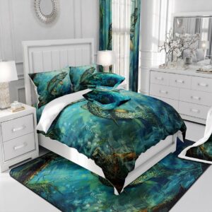 Feelyou Hunting and Fishing Pattern Duvet Cover Big Pike Fishing Bedding Set for Kids Underwater Animals Theme Comforter Cover Rustic Farmhouse Bedspread Cover Bedroom Collection 2Pcs Twin Size