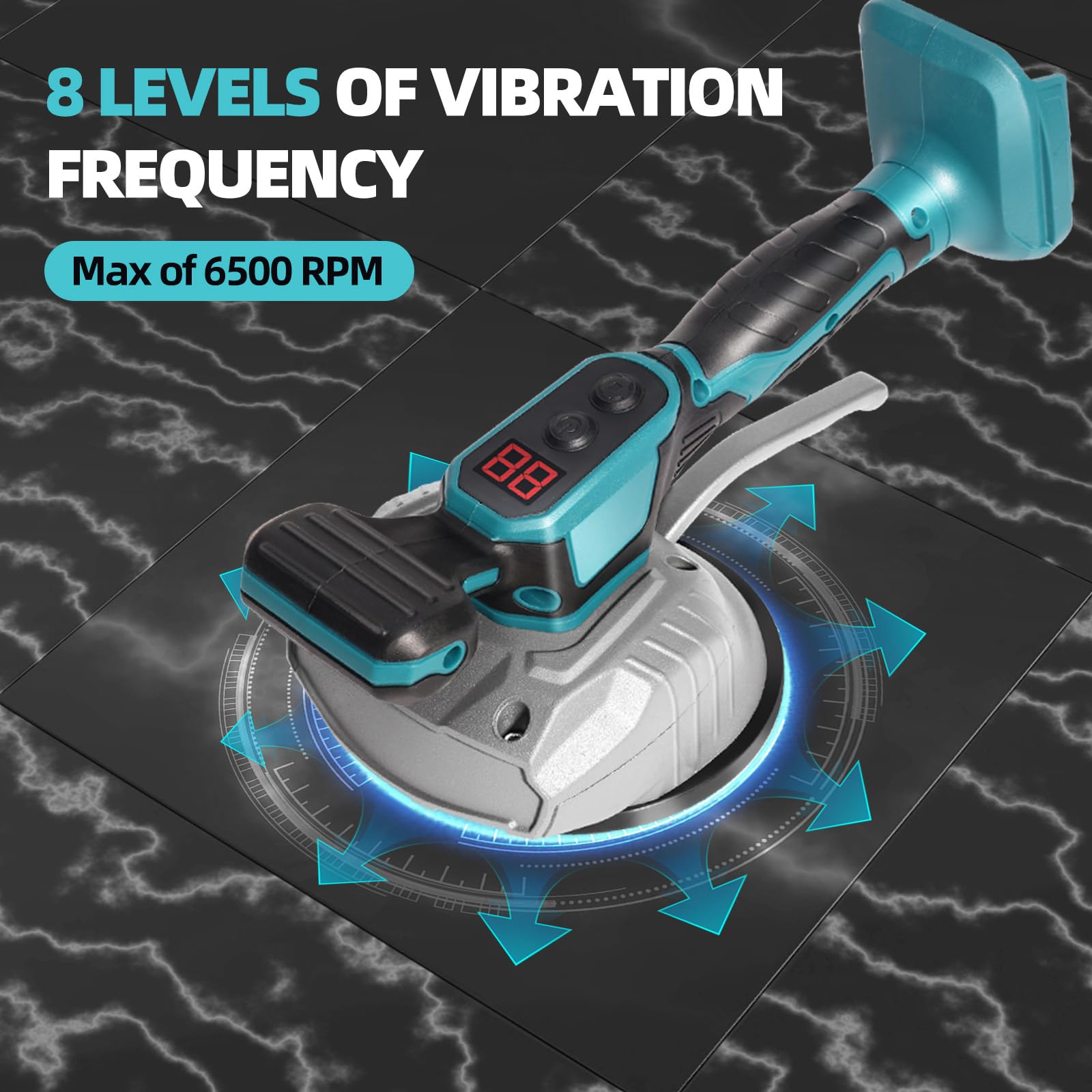 LAKIX Cordless Tile Vibration Tool, Tile Vibration Leveling Machine for Makitta 18V Battery, 8 Speeds Adjustable Suction Cup with Digital Display, for Tile,Floor,Wall (Batteries not included)