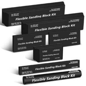 sanding block kit 7 piece - flexible eva foam wet or dry auto body hand sanding blocks kit for automotive car wood bodywork