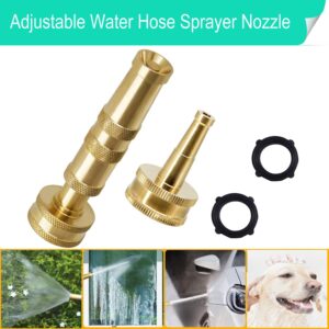 Solid Brass Heavy Duty Adjustable Twist Hose Nozzle, CM CUMIZON Jet Sweeper Nozzle, High Pressure Hose Nozzle Solid Brass,Water Hose Sprayer Nozzle, B