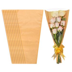 joyit flower bags for bouquets, 50pcs flower wrapping papers 9.8in x 18in, kraft flower wrapping bags, floral wrapping paper flower sleeves for floral bouquets packaging