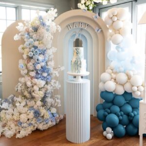 Dusty Blue Balloon Garland Kit - 167pcs Blue Balloon Arch kit with Dusty Blue, Baby Blue, Sand White, White Balloons - Perfect for Baby Shower Wedding Boy Birthday Decoration