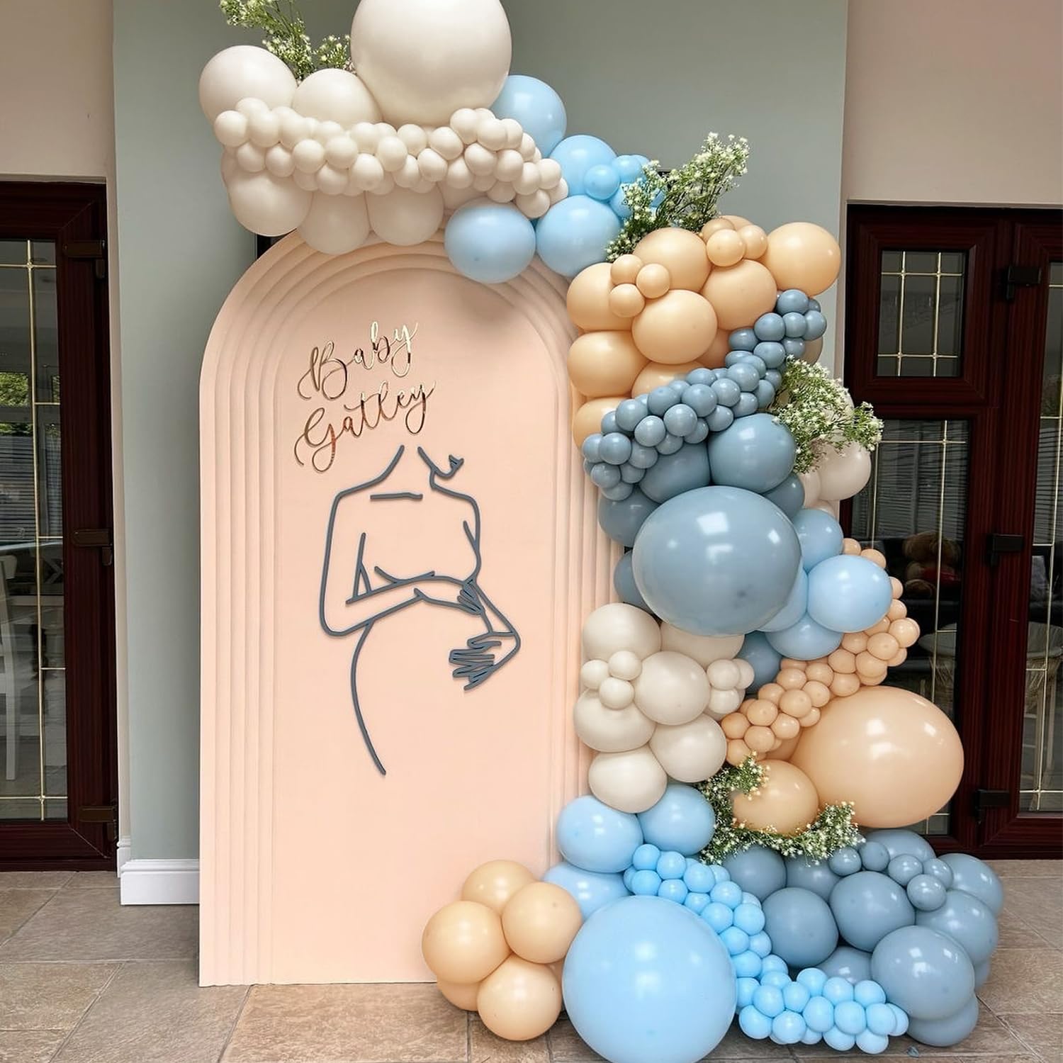 Dusty Blue Balloon Garland Kit 151Pcs Macaron Blue Dusty Blue Sand White Nude Balloons for Baby Boy Party Bear Theme Birthday Baby Shower Gender Reveal Bridal Wedding Party Decorations