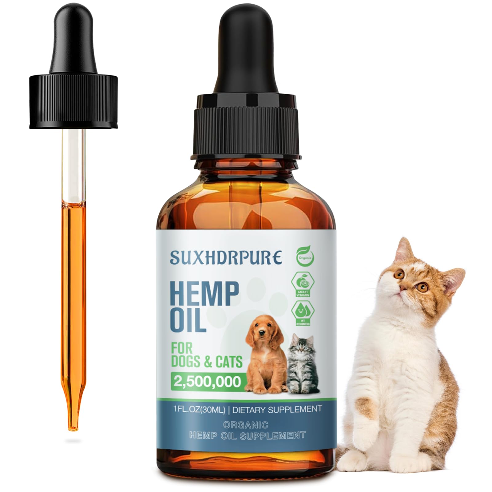 Natural Oil for Dogs and Cats - Natural Oil Drops with Omega Fatty Acids - Hip and Joint Support and Skin Health 240330075