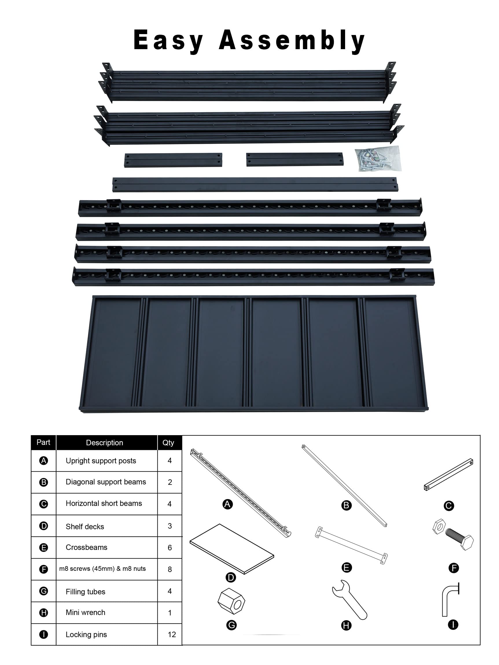 BIBKOK Garage Shelving Rack,3-Tier Industrial Shelving,Adjustable Warehouse Storage Rack,Heavy Duty Workshop Shelf for Basement Supermarket(N120,Black)