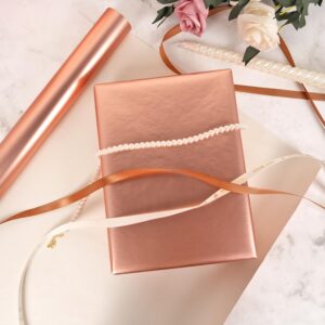 Rose Gold Wrapping Paper Roll - Solid Color Metallic Wrapping Paper - Matte Wrapping Paper Roll - Gift Wrapping Paper for Birthday Wedding Christmas Mother's Day Baby Shower - 17 Inches x 32.8 Feet