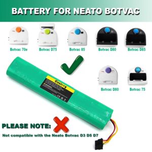 Cuzieey Battery for Neato Botvac D Series: Replacement Battery for Neato Robot Vacuum D80 D85 D75 70e 75 80 85 - Ni-Mh Battery for Neato 945-0129 945-0174 12V 4000mAh (D75)