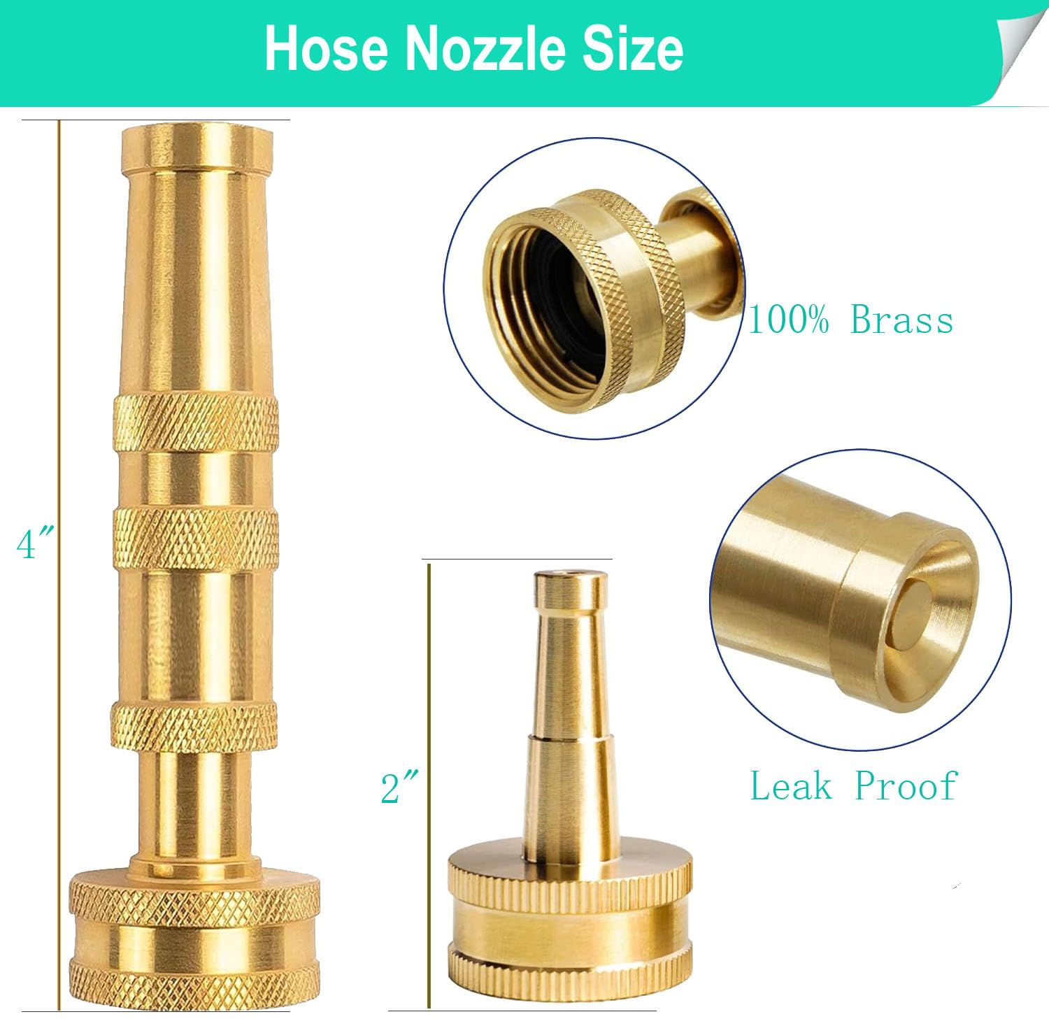 Solid Brass Heavy Duty Adjustable Twist Hose Nozzle, CM CUMIZON Jet Sweeper Nozzle, High Pressure Hose Nozzle Solid Brass,Water Hose Sprayer Nozzle, B