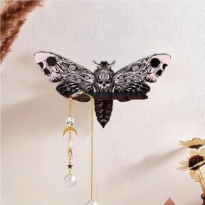 Mandydy Corner Shelf Wall Corner Shelf Crystal Display with Butterfly Moth Shape, Wooden Wall Mounted Shelf Floating Shelves for Bathroom Kitchen Office Living Room, Women Aesthetic Witchy Gift (C)