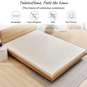 TalatexHome Premium Natural Latex Mattress Topper, No Memory Foam Chemicals, Help Relief Shoulder & Back Pain