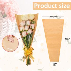 JOYIT Flower Bags for Bouquets, 50PCS Flower Wrapping Papers 9.8in x 18in, Kraft Flower Wrapping Bags, Floral Wrapping Paper Flower Sleeves for Floral bouquets Packaging