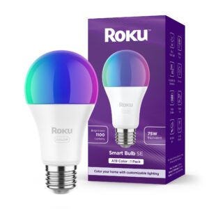 roku smart light bulbs (color, 1-pack) - dimmable a19 color lightbulbs with adjustable brightness & temperature - wifi smart bulbs works voice, alexa & google assistant - smart home products