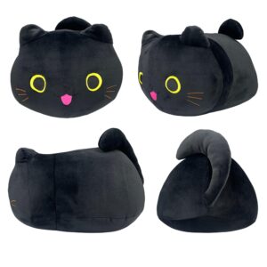 Pineapple Black Cat Plush Toy, Soft Cat Pillow Squishy Plushies, Cute Black Cat Stuffed Animals, Stuffed Cat Plushie, Black Cat Stuffy Kawaii Plush Toys for Girls, Boys, Kids (10 Inch)