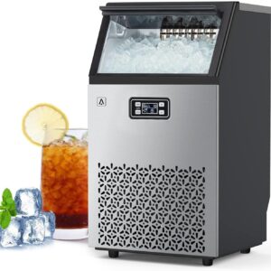 Zstar Commercial Ice Maker Machine, 160LBS/24H Under Counter Ice Maker with 33LBS Ice Storage & Ice Scoop, Self-Cleaning, Stainless Steel Freestanding Ice Machine for Commercial Restaurant, Home, Bars