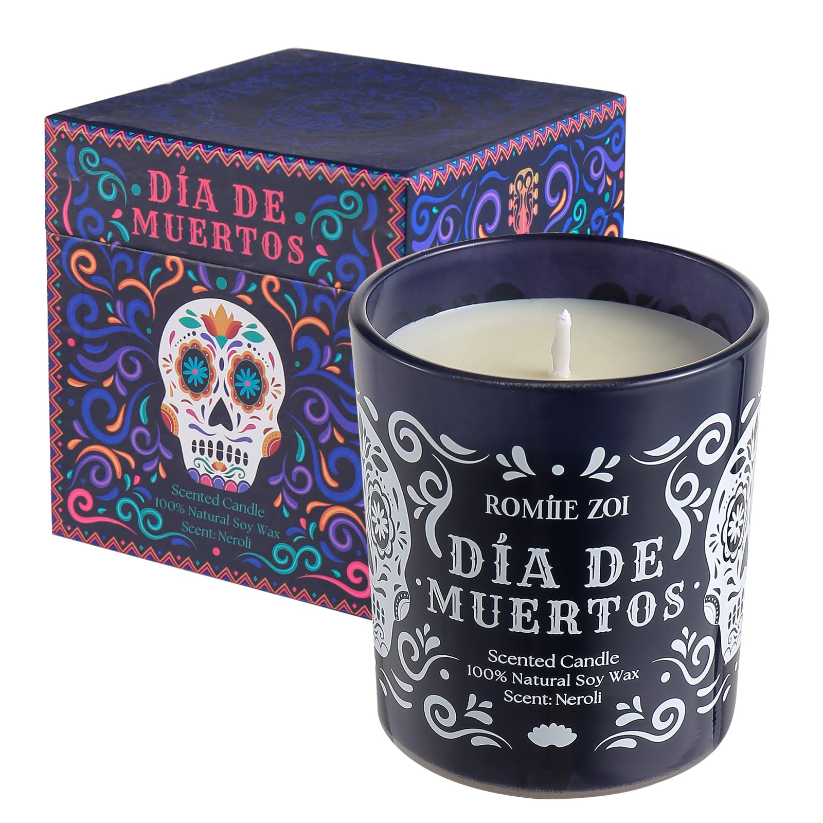 ROMIIE ZOI Scented Candle - Dia de Muertos - 6oz Soy Wax Candle for The Day of Dead, Gift for Her/Him