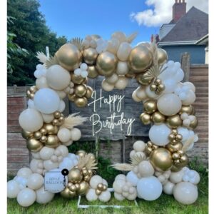 White Sand Gold Balloons Garland Arch Kit,156PCS White Nude Balloons with Metallic Chrome Gold Latex Balloons for Boho Wedding Baby Shower Bridal Shower Birthday Engagement Party Decorations