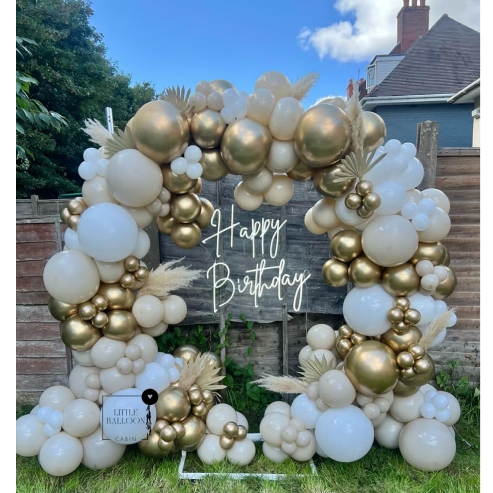 White Sand Gold Balloons Garland Arch Kit,156PCS White Nude Balloons with Metallic Chrome Gold Latex Balloons for Boho Wedding Baby Shower Bridal Shower Birthday Engagement Party Decorations