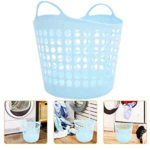 BESTOYARD Flexible Laundry Basket Plastic Laundry Hamper Clothes Basket with Side Handles Portable Ventilated Round Bin Container Organizer for Bedroom Laundry Room 30L