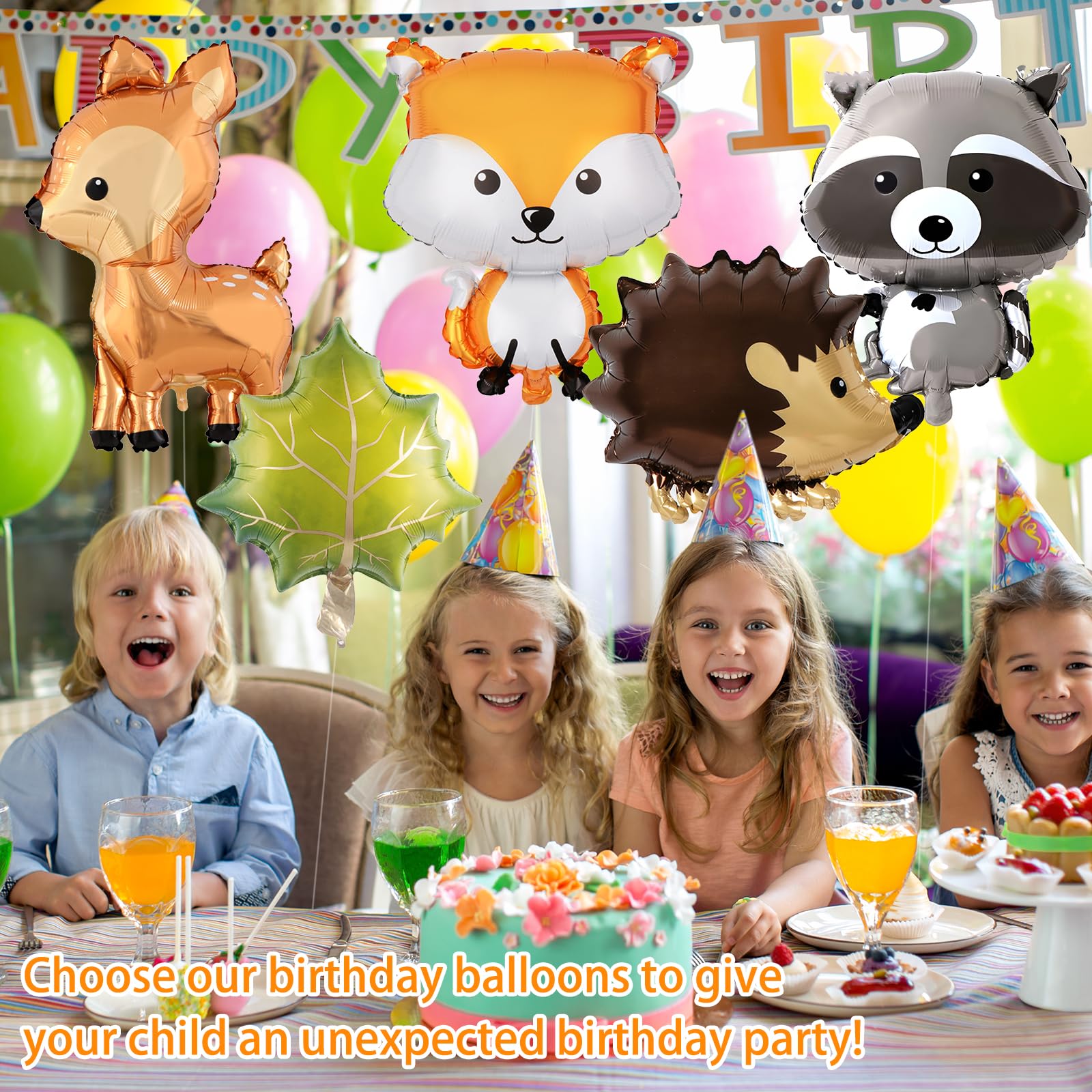 KUAOOAUK 12Pcs Forest Animal Balloons, Woodland Baby Shower Decorations, Birthday Party Decorations Animal Balloon, Safari Themed Animals Birthday Balloons, Balloon Animal Kit for Boys Girls Camper