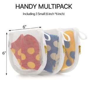 MIFNRO 3 Packs Delicate Laundry Bags for Reusable Face Masks and Reusable Makeup Remover Pads,Fine Mesh Wash Bags,Use YKK Zipper, with Hanger Loop, Portable Mask Storage Bag (3 Small)