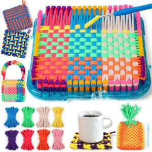 iqkidz weaving loom kit toys, diy arts and crafts for kids and adults, ideal gifts for girls ages 5 6 7 8-12 13, easy potholder loom knitting activity for beginners, 224 craft loops