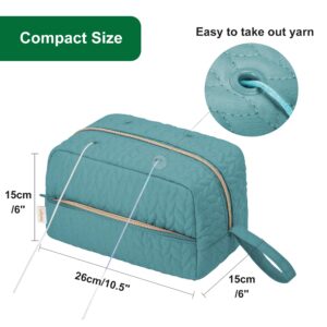 Crochet Bag Yarn Bag Storage Organizer Knitting Bag For Crocheting Accessories Crochet Hook Case Gifts For Crafters (Teal)