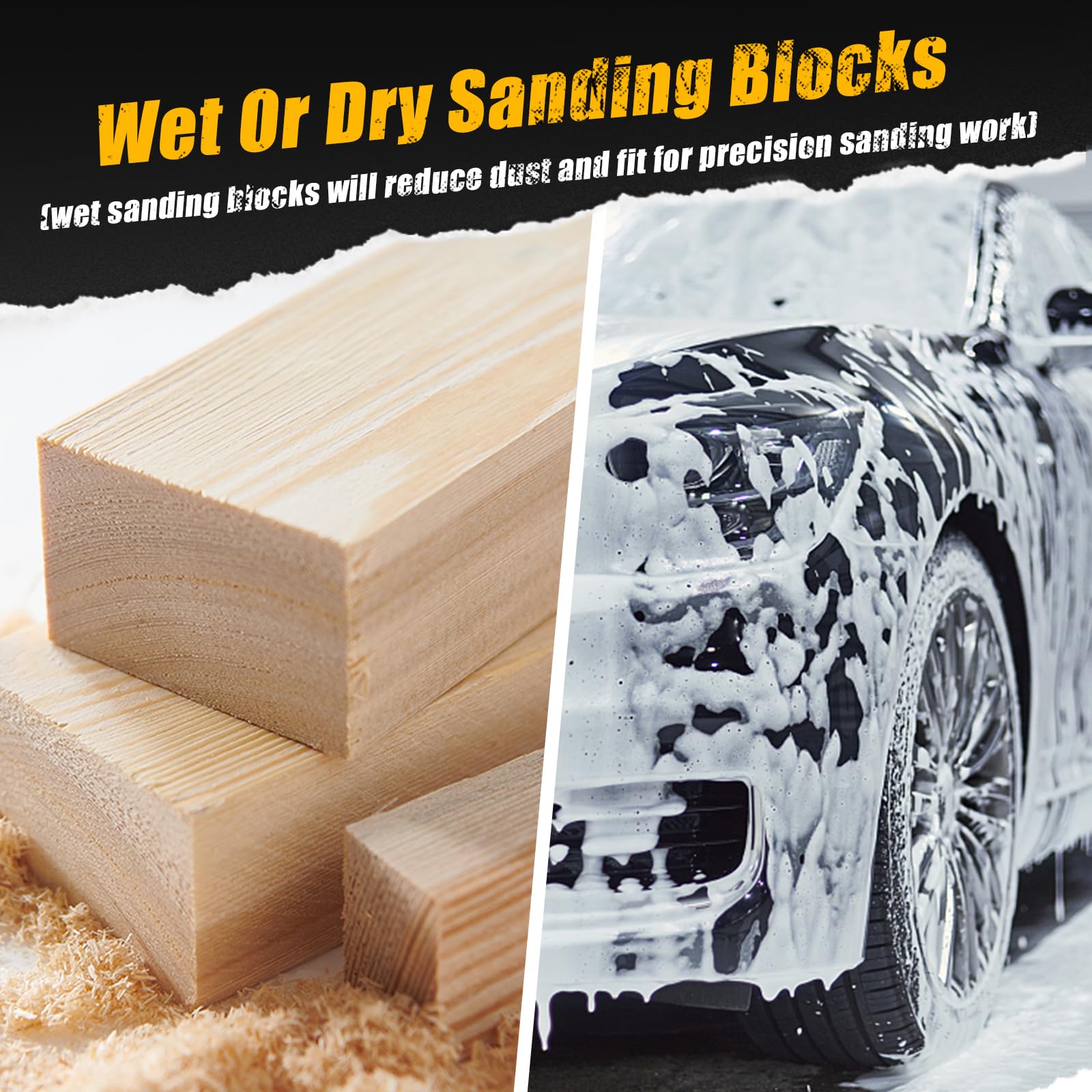 Sanding Block Kit 7 Piece - Flexible EVA Foam Wet or Dry Auto Body Hand Sanding Blocks Kit for Automotive Car Wood Bodywork