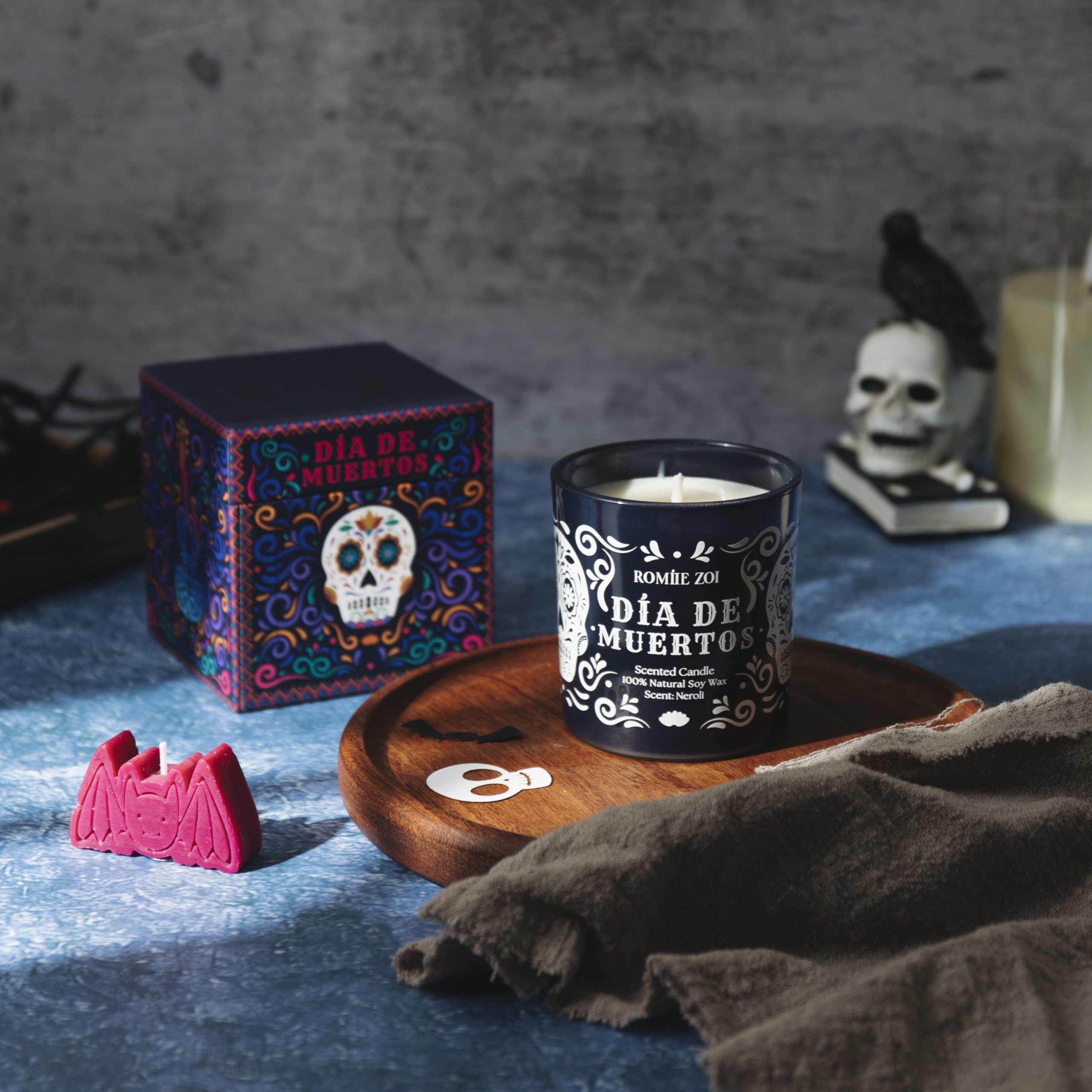 ROMIIE ZOI Scented Candle - Dia de Muertos - 6oz Soy Wax Candle for The Day of Dead, Gift for Her/Him