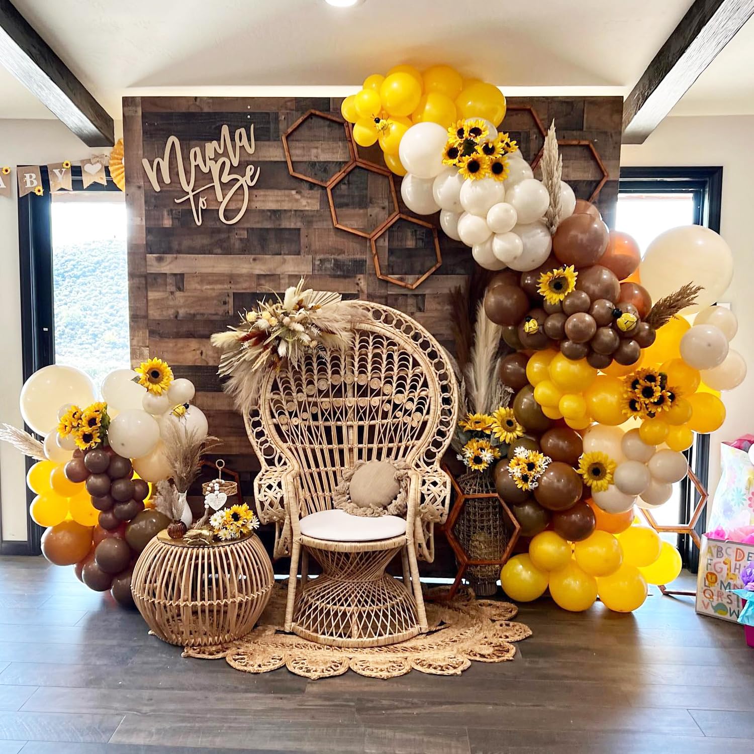 Bee Balloons Arch Kit Mustard Yellow Sand White Brown Bee Balloons for Bee Baby Shower Party Decorations, Gender Reveal Mama to Bee Party Fall Wedding Birthday Party Supplies