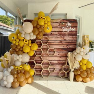 Bee Balloons Arch Kit Mustard Yellow Sand White Brown Bee Balloons for Bee Baby Shower Party Decorations, Gender Reveal Mama to Bee Party Fall Wedding Birthday Party Supplies