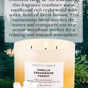 Vanilla Cedarwood Forest Candle - Large 3 Wick Scented Candle - Winter Balsam Fir Candle with Clove & Cedar - Natural Soy Candle for Home 15.8 oz - Aromatherapy Holiday Candle Gift for Women & Men