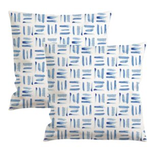 yaofavo outdoor throw pillow covers only, 18x18” fade-resistant patio square cushion cases decorative throw pillowcase shell for couch patio garden furniture use - blue bricks