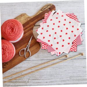 STOBOK 8 Sheets Love Fabric Decor Heart Printing Fabric Patchwork for DIY Valentine Quilting Fabric Heart Printing Patchwork DIY Valentine's Day Patchwork Cotton Red Line Manual