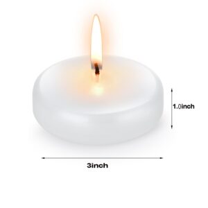 3 inch Floating Candles,12Pack White Dripless Wax Unscented Wax 13-15Hours Burning, Wedding Party Candles,for Centerpieces Suitable for Cylindrical Vases,Swimming Pool,Restaurant Decoration