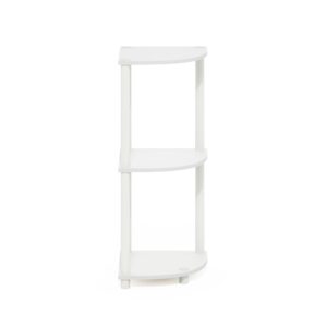 Furinno Turn-N-Tube 3-Tier Corner Display Rack Multipurpose Shelving Unit, White/White