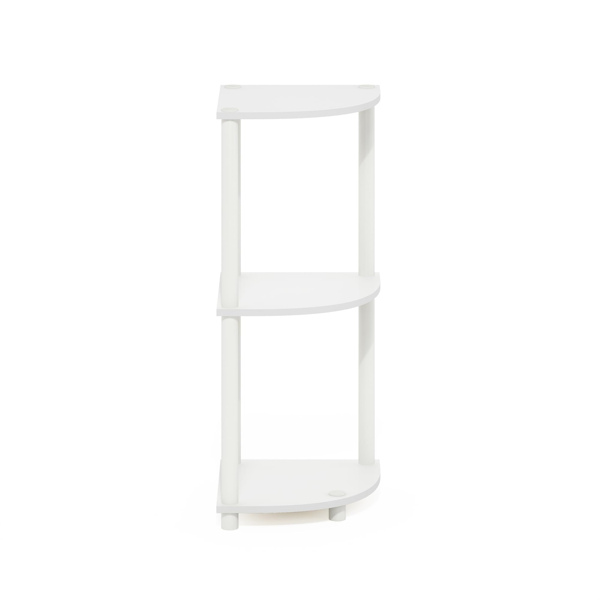 Furinno Turn-N-Tube 3-Tier Corner Display Rack Multipurpose Shelving Unit, White/White