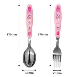 Generic Lovely Catch Teenieping Fork, Spoon, and Chopsticks Flatware Set with Case, Medium, Pink