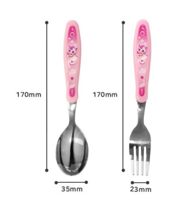 Generic Lovely Catch Teenieping Fork, Spoon, and Chopsticks Flatware Set with Case, Medium, Pink