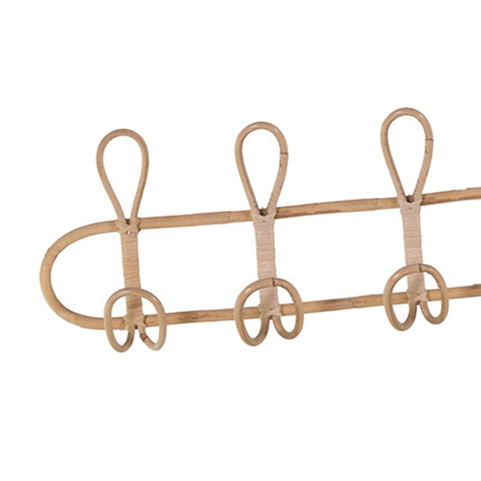 Generic Wall Mounted Coat Rack Clothes Hooks Simple Ornament Supplies Porch Hanging Rattan Clothes Hanger, 5 Hooks, Optional