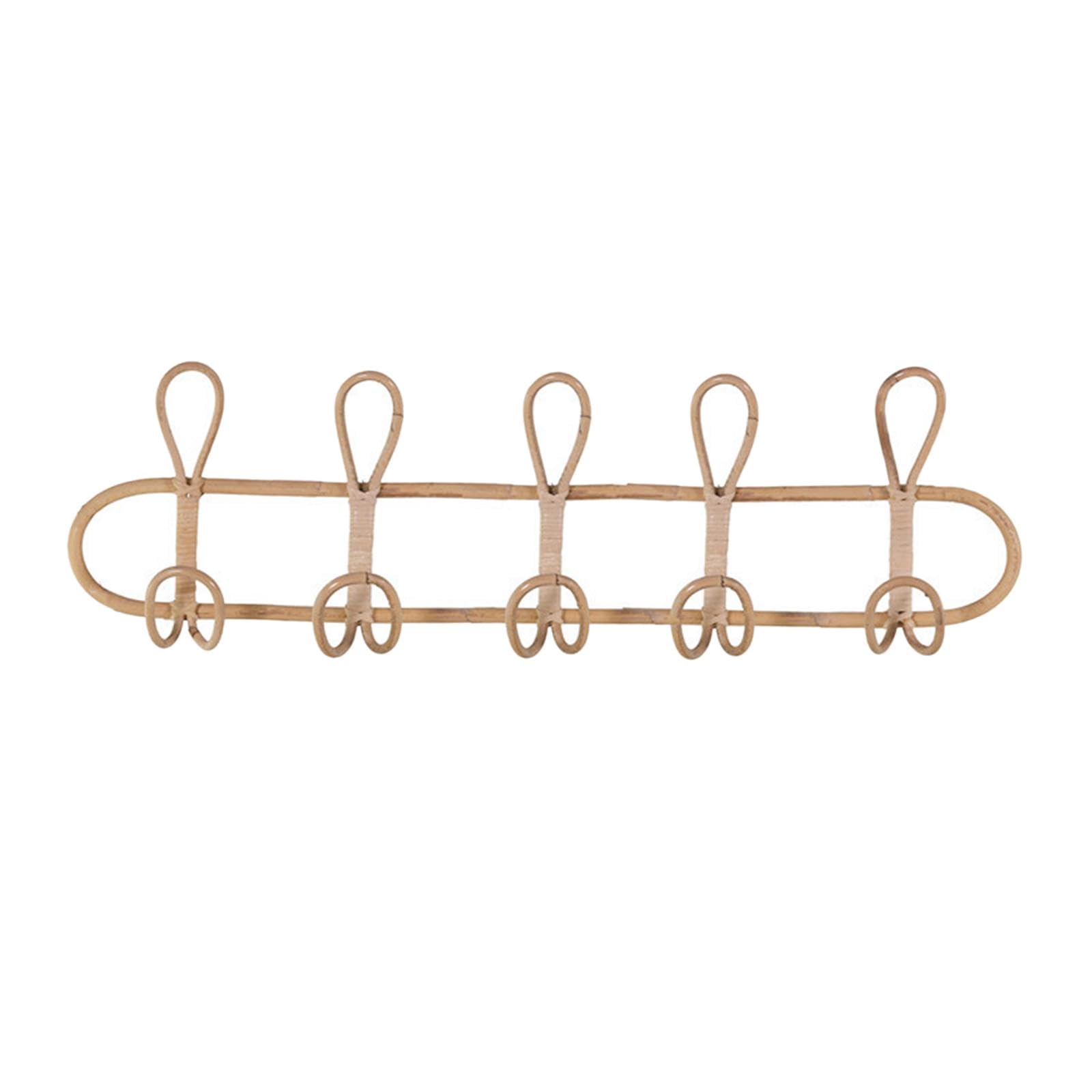 Generic Wall Mounted Coat Rack Clothes Hooks Simple Ornament Supplies Porch Hanging Rattan Clothes Hanger, 5 Hooks, Optional