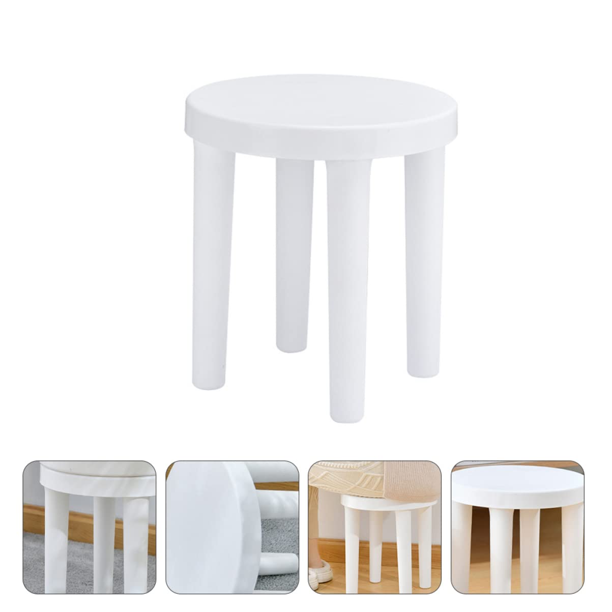 Ciieeo 1pc Japanese Style Stool Small Stool Small Vanity Stool Low Stool Kid Step Stool Step up Stool Non-Slip Stool Little Stool Plastic Furniture Makeup White Child